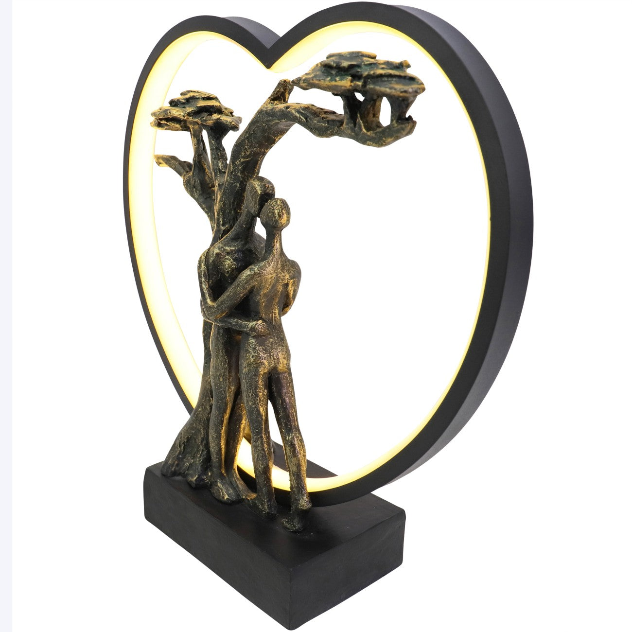 Antique Bronze Loving Couple Tree Light Sculpture LED